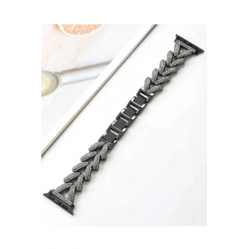 Apple Watch 38mm Node Taşlı Kordon - Siyah