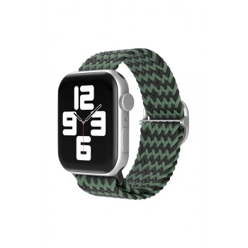 Apple Watch 38mm Star Kordon - Zigzag Yeşil-Siyah