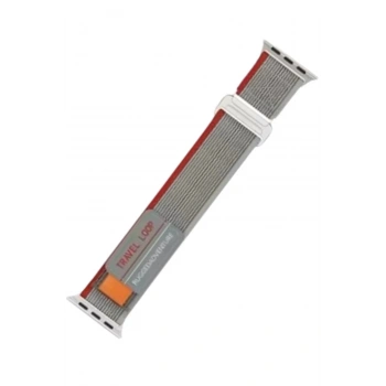 Apple Watch 42mm Alice Kumaş Kordon - Gri-Kırmızı