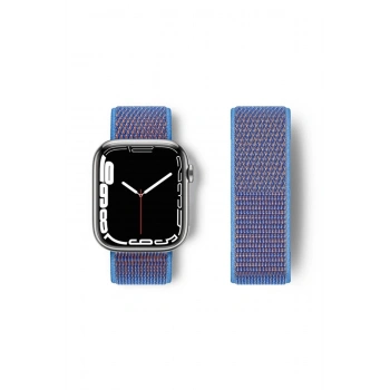 Apple Watch 42mm Hasırlı Cırtcırtlı Kordon - Mor