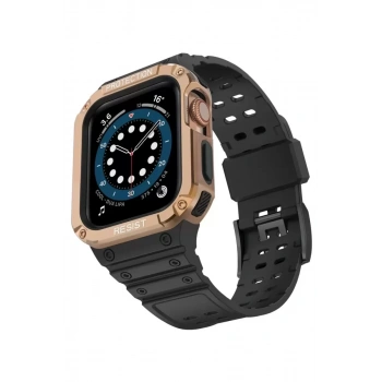 Apple Watch 42mm KR401 Silikon Kordon - Siyah-Rose