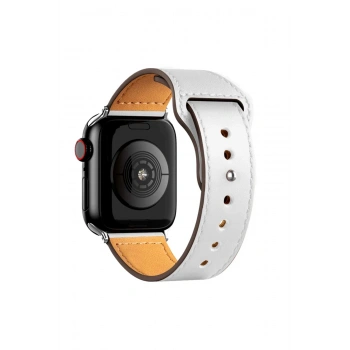 Apple Watch 42mm KR415 Luaz Deri Kordon - Beyaz