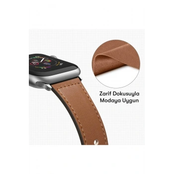 Apple Watch 42mm KR415 Luaz Deri Kordon - Siyah