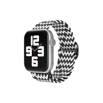 Apple Watch 42mm Star Kordon - Zigzag Siyah-Beyaz