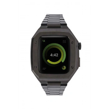 Apple Watch 44mm Metal Petek Kasalı Kordon - Siyah