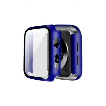 Apple Watch 45mm Camlı Kasa Ekran Koruyucu - Lacivert