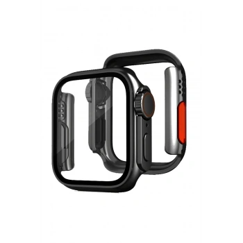Apple Watch 45mm Watch 49mm Kasa Dönüştürücü ve Ekran Koruyucu - Siyah