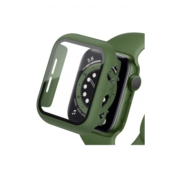 Apple Watch Ultra 49mm Camlı Kasa Ekran Koruyucu - Koyu Yeşil