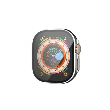 Apple Watch Ultra 49mm Legend Camlı Kasa Ekran Koruyucu - Siyah-Gümüş