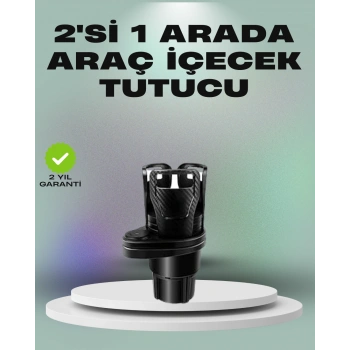 Araba Çift Bardak Tutucu 360° Dönebilen İkisi Bir Arada Ayarlanabilir