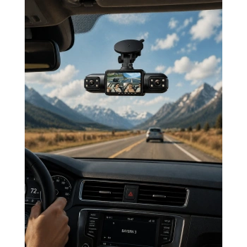 Araç İçi Kamera Full HD Gece Görüşlü 4 Kamera Destekli Geniş Açılı Kayıt