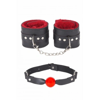 MARSiLYAN- Ağız Topu Ve Kelepce İçi Tüylü Kırmızı Set