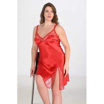 MARSiLYAN- Büyük Beden Kırmızı Gecelik 2102