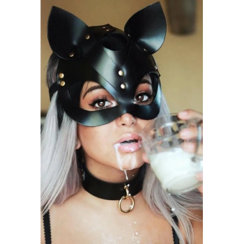 MARSiLYAN- Kedi Kulak Maske ve Tasma İkili Set