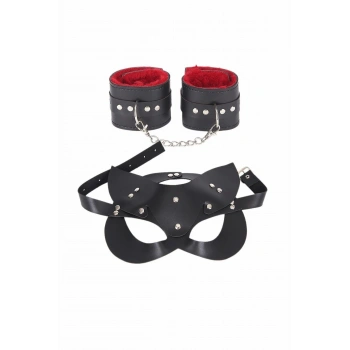 MARSiLYAN- Maske Ve Kelepçe Deri Harness Fantezi Set
