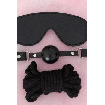 Gözlük Ağız Topu İp Üçlü Deri Harness Set