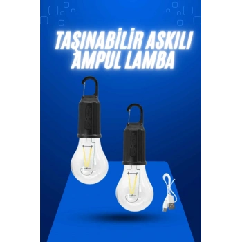 Askılı Kırılmaz Led Işık Kamp Bahçe Lambası Taşınabilir Led Ampul Şarjlı