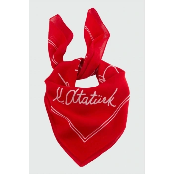 Atatürk İmzalı Desenli Bandana 50*50