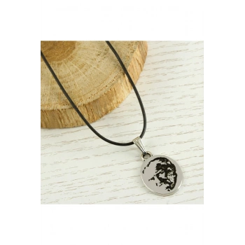 Atatürk Metal Vinlex Deri Kolye