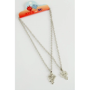 Ateş ve Su 2li Metal Kolye