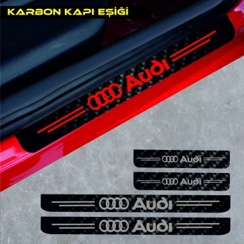 Audi Tüm Modelleri İçin Uyumlu Aksesuar Oto Kapı Eşiği Sticker Karbon 4 Adet