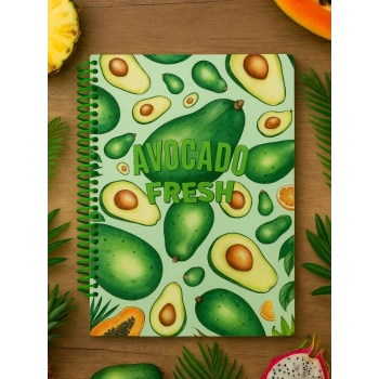 Avokado Fresh Temalı Spiral Kareli Defter – 80 Yaprak / 160 Sayfa – 18x24 cm