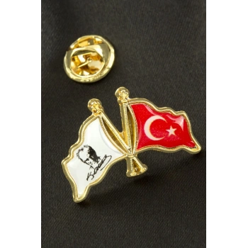 Ay Yıldız Atatürk İmzalı Yaka Rozet