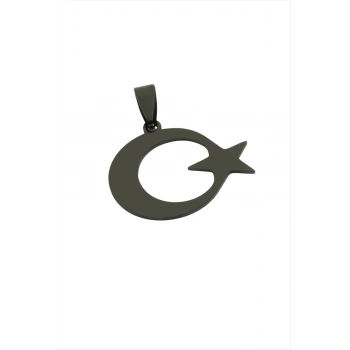Ay Yıldız Çelik Kolye Ucu 2 cm