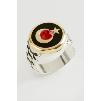 Ay Yıldız Metal Erkek Yüzük