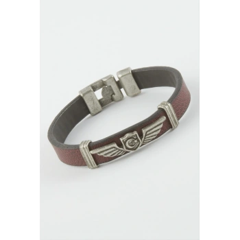 Ay Yıldız Suni Deri Bileklik