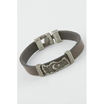 Ay Yıldız Suni Deri Bileklik