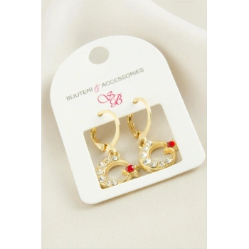 Ay Yıldız Taşlı Küpe