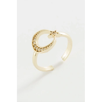 Ay Yıldız Zirkon Taşlı Yüzük