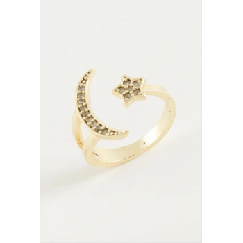 Ay Yıldız Zirkon Taşlı Yüzük