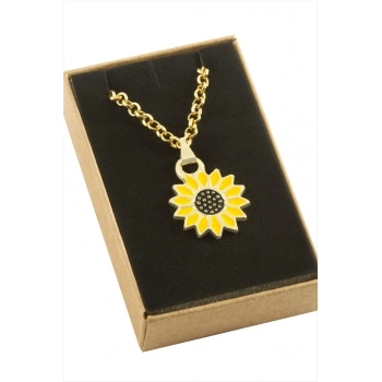 Ayçiçeği Mineli Kutulu Kolye