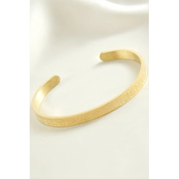 Ayetel Kürsi Dualı Lüks Çelik Kelepçe Bileklik