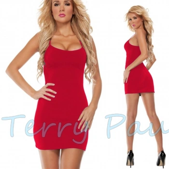 B100865 Kırmızı Askılı Elbise