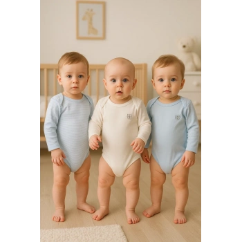 Babydonat 3lü Naturel Bebek Badi Zıbın -%100 Pamuk