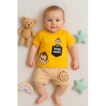 Babydonat Maymun Desenli 2li Erkek Bebek Takım