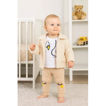 Babydonat Peluş Hırkalı 3 Lü Kız Bebek Takım