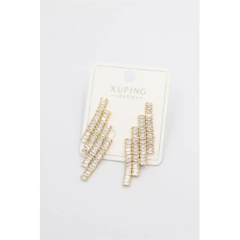 Baget Taşlı Küpe - Altın