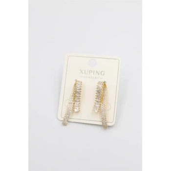 Baget Taşlı Küpe - Altın