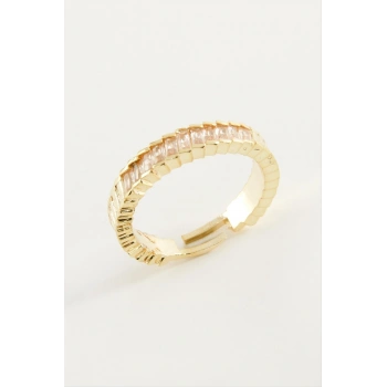 Baget Taşlı Metal Yüzük