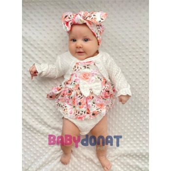 Bahar Çiçekleri Desenli Bandanalı Kız Bebek Romper