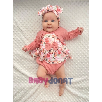 Bahar Çiçekleri Desenli Bandanalı Kız Bebek Romper