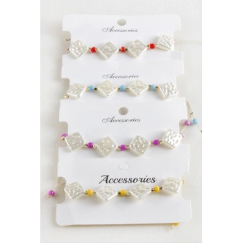 Baklava Boncuk İnci Makrome İp Bileklik