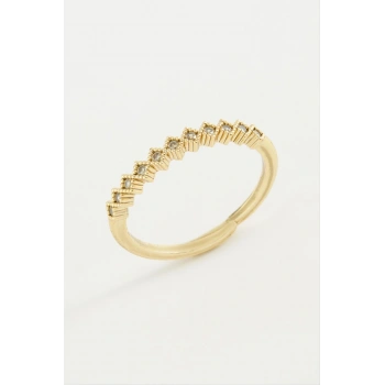 Baklava Şekli Taşlı Metal Yüzük