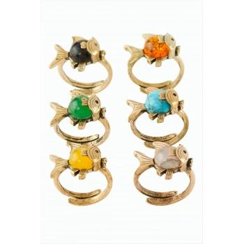 Balık Doğaltaşlı Otantik Yüzük