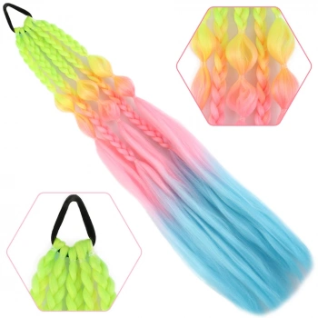 Balon ve Düz Salaş Örgülü Lastikli At Kuyruğu - ACM07