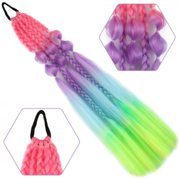 Balon ve Düz Salaş Örgülü Lastikli At Kuyruğu - ACM15